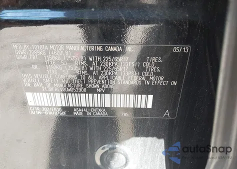 2013 Toyota Rav4 Le from USA, damaged, VIN 2T3BFREV0DW052908